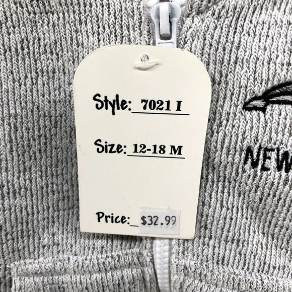 NWT Vintage Baby 12-18M Newport, RI Dolphin Hoodie Sweatshirt Zip Up Gray - Picture 4 of 7